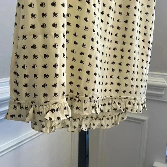 For love and lemons sweetheart ruffle mini dress size large cream black hearts - Picture 4 of 8